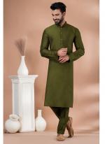 Viscose Mahendi Traditional Wear Plain Kurta Pajama